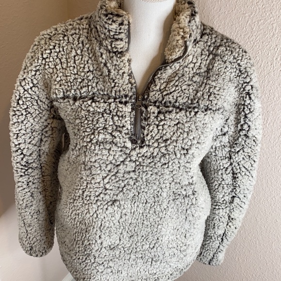 Teddy fleece half zip pull over with pockets grey - Picture 6 of 9